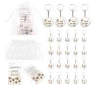 Serencatcher Dandelion Inspirational Party Favors - 24 Sets Watercolor Dandelion Just Breathe Keychains Inspirational Cards Organza Bags Employee Appreciation Gifts Bulk for Women Coworker Staff