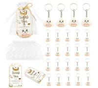 Serencatcher Dumpling Baby Shower Party Favors - 24 Sets A Little Dumpling is On The Way Keychains, Thank You Cards & Organza Bags with String for Chinese Food Theme Baby Shower Party Decorations
