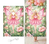 Serencatcher Fairy Theme Photo Prop Backdrop 5x3.3ft Fairy Party Decorations Cutout Backdrop Photo Booth Props Face in Hole Background Banner for Birthday Baby Shower Party Supplies Selfie Frame