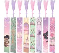 Serencatcher Fantasy Bookish Acrylic Bookmarks Set, 8pcs Romantasy Dragon Pastel Book Marks with 8pcs Tassels, 0.98×5.5in Acrylic Bookmarks Gift Set for Girls Reading Accessories