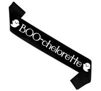 Serencatcher Halloween Bachelorette Party Sash, Black Boo-Chelorette Bride Sash with White Printing Letters for Halloween Ghost Spooky Bridal Shower Engagement Wedding Party Supplies Favors