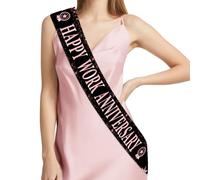 Serencatcher Happy Work Anniversary Sash Rose Gold and Black, Happy Work Anniversary Workiversary Decorations Satin Sash for Women Employee Office Worker Staff Appreciation Party Supplies Gifts Favors