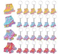 Serencatcher Roller Skating Keychains, Roller Skate Party Favors with 24pcs Keychains for 80's Theme Skating Birthday Supplies 90s Throwback Party Hip Hop Decorations Favors