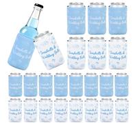 Serencatcher Seashells and Wedding Bells Can Cooler, 24PCS Beach Wedding Neoprene Can Coolers with 2 Styles Seashells & Wedding Bells Decor for Coastal Bachelorette Party Bridal Shower Favors Gifts