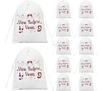 Serencatcher Vino Before Vows Drawstring Gift Bags 12pcs Wine Red Cotton Bags Pouches 5.9×7.9in for Bachelorette Party Bridal Shower Wedding Favors Hangover Recovery Kit Packaging