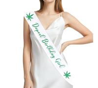 Serencatcher Weed Birthday Decorations Sash for Girls, Dopest Birthday Girl Sash Satin Pot Leaf Birthday Sash White Green for Women Weed Happy Dope Birthday Party Decorations Favors