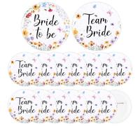 Serencatcher Wildflower Bridal Shower Decorations Button Pins, 16pcs Bride to Be and Team Bride Badges Bride Squad Pins for Love in Bloom Bridal Shower Wedding Party Decorations Accessories