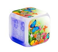 SerendipitousWhisper Butterfly Digital Alarm Clock Children's LED Night Bedside Alarm Clock Square Illuminated LCD Clock Insect Pattern Wake Up Alarm Clock Gift Birthday Gifts For Kid Adults