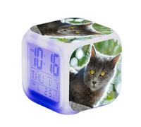 SerendipitousWhisper Cute Cat Digital Alarm Clock Children's LED Night Bedside Alarm Clock Square Illuminated LCD Clock Wake Up Alarm Clock Gift Pattern Cat Birthday Gifts For Kid Adults