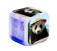 SerendipitousWhisper Panda Digital Alarm Clock Children's LED Night Bedside Alarm Clock Square Illuminated LCD Clock Animals Pattern Wake Up Alarm Clock Gift Birthday Gifts For Kid Adults