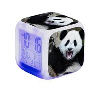 SerendipitousWhisper Panda Digital Alarm Clock Children's LED Night Bedside Square Illuminated LCD Clock Animals Pattern Wake Up Alarm Clock Gift Birthday Gifts For Kid Adults