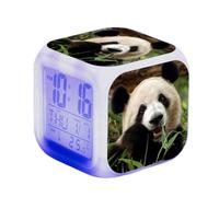 SerendipitousWhisper Panda Digital Alarm Clock Children's LED Night Bedside Square Illuminated LCD Clock Animals Pattern Wake Up Alarm Clock Gift Birthday Gifts For Kid Adults