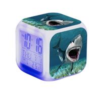 SerendipitousWhisper Shark Digital Alarm Clock Children's LED Night Bedside Alarm Clock Square Illuminated LCD Clock Sea Animals Pattern Wake Up Alarm Clock Gift Birthday Gifts For Kid Adults
