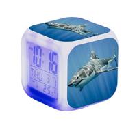 SerendipitousWhisper Shark Digital Alarm Clock Children's LED Night Bedside Square Illuminated LCD Clock Sea Animals Pattern Wake Up Alarm Clock Gift Birthday Gifts For Kid Adults