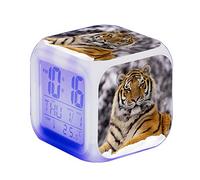 SerendipitousWhisper Tiger Alarm Clock Digital Children Illuminated LED Night Light Clock Wake Up Alarm Clock Gift For Boys Girls