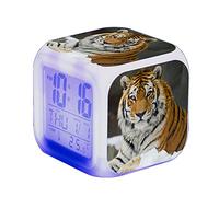 SerendipitousWhisper Tiger Alarm Clock Digital Children Illuminated LED Night Light Clock Wake Up Alarm Clock Gift For Boys Girls