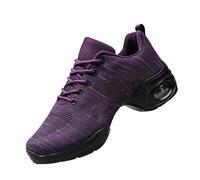 SerendipitousWhisper Womens Jazz Shoes Dance Sneakers Lightweight Breathable Modern Dance Trainers Lady Platform Ballroom Shoe Lace-up Split Sole Outdoor Mesh Trainers