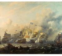 SERENDIPITP Abstract Painting Mural Print Picture Wall Decor Painting a Naval Battle Between Dutch and Englishmen by Ludolf Backhuysen Vintage Wall Artwork for Home Decor 60x90cm