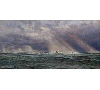 SERENDIPITP Abstract Painting Mural Print Picture Wall Decor Painting a North west Gale off the Longships Lighthouse by Brett Vintage Wall Artwork for Home Decor 60x90cm