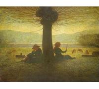 SERENDIPITP Abstract Painting Mural Print Picture Wall Decor Painting a Shepherd and Shepherdess Resting Beneath a Tree by Giuseppe Pellizza Da Volpedo Vintage Wall Artwork for Home Decor 60x90cm