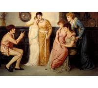 SERENDIPITP Abstract Painting Mural Print Picture Wall Decor Painting a Youth Relating Tales to Ladies by Simeon Vintage Wall Artwork for Home Decor 60x90cm