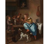 SERENDIPITP Abstract Painting Mural Print Picture Wall Decor Painting Children Teaching a Cat to Dance Known As the Dancing Lesson by Jan Havickszoon Steen Vintage Wall Artwork for Home Decor 60x90cm