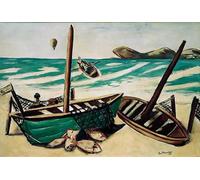 SERENDIPITP Abstract Painting Mural Print Picture Wall Decor Painting Coastal Landscape with Balloon by Max Beckmann Vintage Wall Artwork for Home Decor 60x90cm