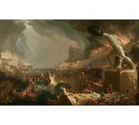 SERENDIPITP Abstract Painting Mural Print Picture Wall Decor Painting Destruction From the Course of Empire by Thomas Cole Vintage Wall Artwork for Home Decor 60x90cm