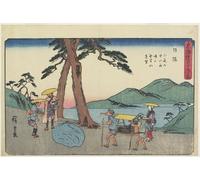 SERENDIPITP Abstract Painting Mural Print Picture Wall Decor Painting Distanced View of Mugen Mountain and Night Weeping Stone At Sayo Monatain-pass Nissaka by Utagawa Hiroshige for Home Decor 60x90cm