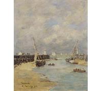 SERENDIPITP Abstract Painting Mural Print Picture Wall Decor Painting Ebbe in Trouville by Eugene Louis Boudin Vintage Wall Artwork for Home Decor 60x90cm