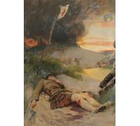 SERENDIPITP Abstract Painting Mural Print Picture Wall Decor Painting First World War a Scottish Soldier Wearing the Kilt Lying Wounded on a Battlefield by Ernest Board for Home Decor 60x90cm