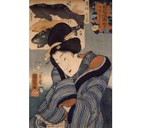 SERENDIPITP Abstract Painting Mural Print Picture Wall Decor Painting I Wish He Were Here Woman From the Province of Iki Utagawa Kuniyoshi by Utagawa Kuniyoshi for Home Decor 60x90cm