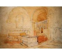 SERENDIPITP Abstract Painting Mural Print Picture Wall Decor Painting Interior of Norwich Cathedral by Sell Cotman Vintage Wall Artwork for Home Decor 60x90cm