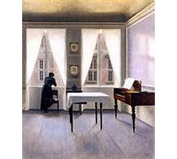 SERENDIPITP Abstract Painting Mural Print Picture Wall Decor Painting Interior with a Woman at the Window Leaning on a Chair Vilhelm Hammershoi Vintage Wall Artwork for Home Decor 60x90cm