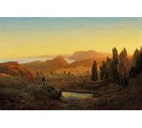 SERENDIPITP Abstract Painting Mural Print Picture Wall Decor Painting Italian Landscape Andreas Achenbach Vintage Wall Artwork for Home Decor 60x90cm