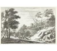 SERENDIPITP Abstract Painting Mural Print Picture Wall Decor Painting Landscape with Thunderstorm and Frightened Animals Near Small Waterfal by Giuliano Giampiccoli for Home Decor 60x90cm