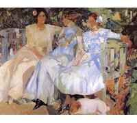 SERENDIPITP Abstract Painting Mural Print Picture Wall Decor Painting My Wife and Daughters in the Garden by Joaquín Sorolla Vintage Wall Artwork for Home Decor 60x90cm