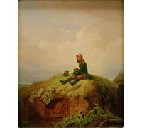 SERENDIPITP Abstract Painting Mural Print Picture Wall Decor Painting Once upon a time the knitting guard by Carl Spitzweg Vintage Wall Artwork for Home Decor 60x90cm