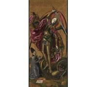 SERENDIPITP Abstract Painting Mural Print Picture Wall Decor Painting Saint Michael Ant Over the Devil with the Donor Antonio Juan by Bartolome Bermejo Vintage Wall Artwork for Home Decor 60x90cm