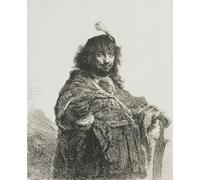SERENDIPITP Abstract Painting Mural Print Picture Wall Decor Painting Self portrait with plumed Beret, Leaning hand on a sword by Rembrandt van Rijn Vintage Wall Artwork for Home Decor 60x90cm