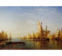 SERENDIPITP Abstract Painting Mural Print Picture Wall Decor Painting Shipping on the Grand Canal by Felix Ziem Vintage Wall Artwork for Home Decor 60x90cm