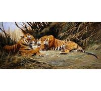 SERENDIPITP Abstract Painting Mural Print Picture Wall Decor Painting Siberian Tigers by Wilhelm Kuhnert Vintage Wall Artwork for Home Decor 60x90cm