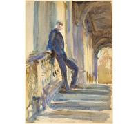SERENDIPITP Abstract Painting Mural Print Picture Wall Decor Painting Sir Neville Wilkinson on the Steps of the Palladian Bridge At Wilton House by John Singer Sargent for Home Decor 60x90cm