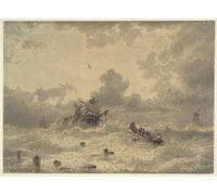 SERENDIPITP Abstract Painting Mural Print Picture Wall Decor Painting Storm At Sea by Achenbach Vintage Wall Artwork for Home Decor 60x90cm