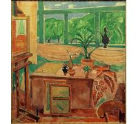 SERENDIPITP Abstract Painting Mural Print Picture Wall Decor Painting Studio Still Life with Irises and Multi Part Window by Oskar Moll Vintage Wall Artwork for Home Decor 60x90cm