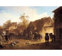 SERENDIPITP Abstract Painting Mural Print Picture Wall Decor Painting the Country Inn by John Frederick Herring Snr Vintage Wall Artwork for Home Decor 60x90cm