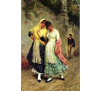SERENDIPITP Abstract Painting Mural Print Picture Wall Decor Painting The Flirtation Eugene de Blaas Vintage Wall Artwork for Home Decor 60x90cm