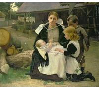 SERENDIPITP Abstract Painting Mural Print Picture Wall Decor Painting the New Baby by Alexander Mann Vintage Wall Artwork for Home Decor 60x90cm