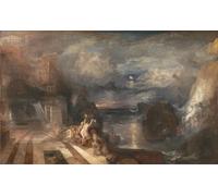 SERENDIPITP Abstract Painting Mural Print Picture Wall Decor Painting the Parting of Hero and Leander by Mallord William Turner Vintage Wall Artwork for Home Decor 60x90cm