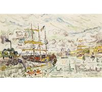 SERENDIPITP Abstract Painting Mural Print Picture Wall Decor Painting the Port of Saint-malo by Paul Signac Vintage Wall Artwork for Home Decor 60x90cm